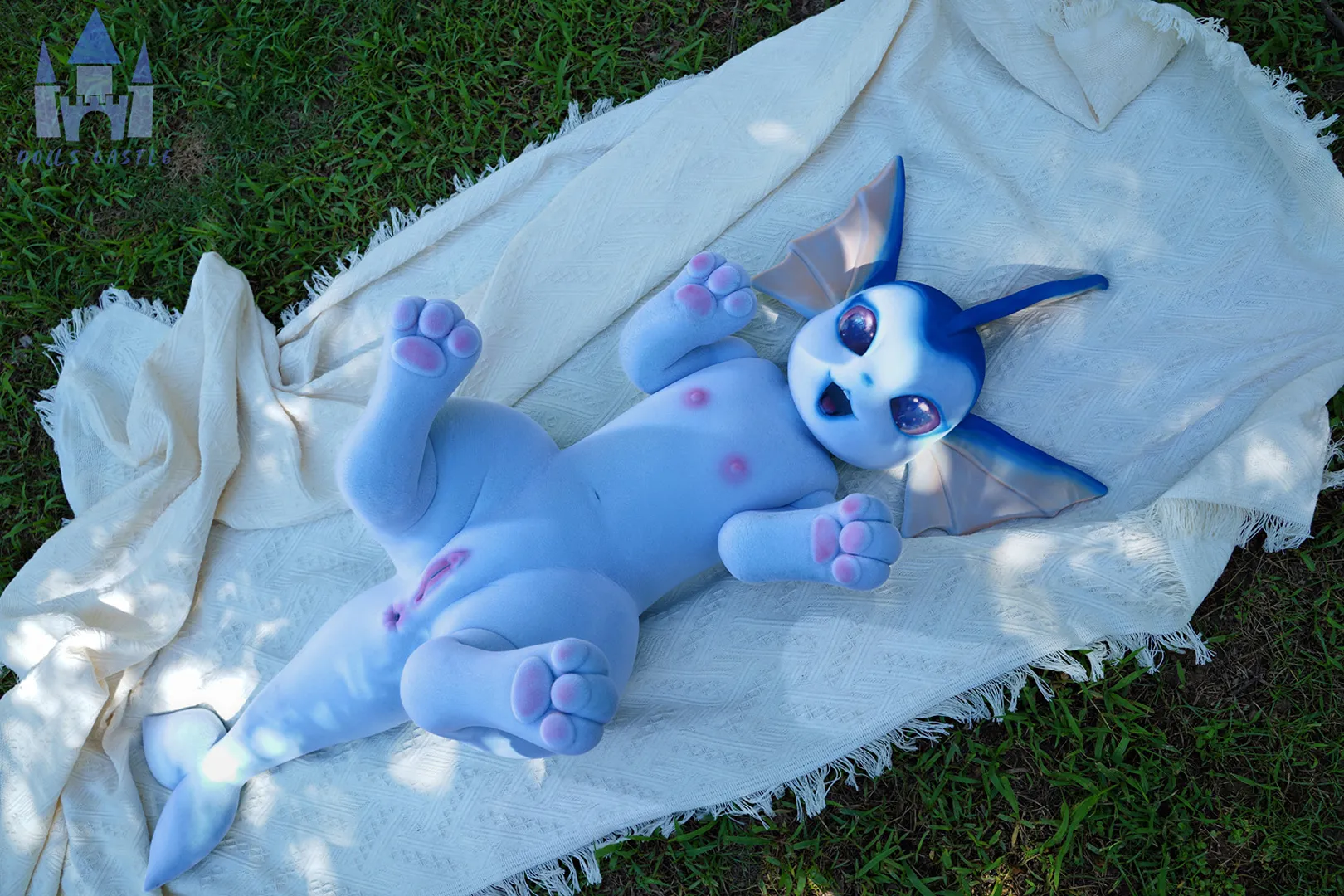 100cm (3ft3) Seamless Neck Furry Silicone Sex Doll, Blue Skin
